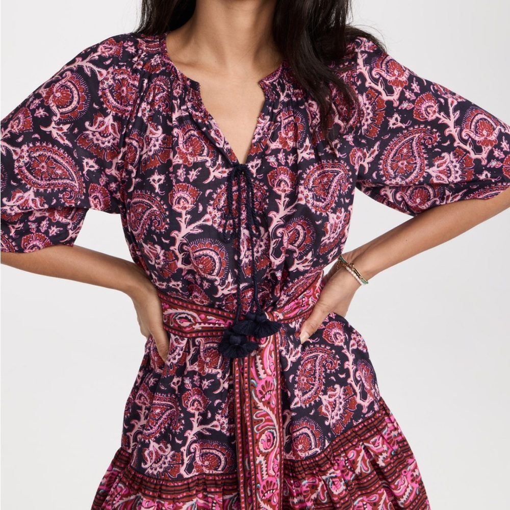 Figue Bria Bohemian Paisley Dress in Pink and Navy